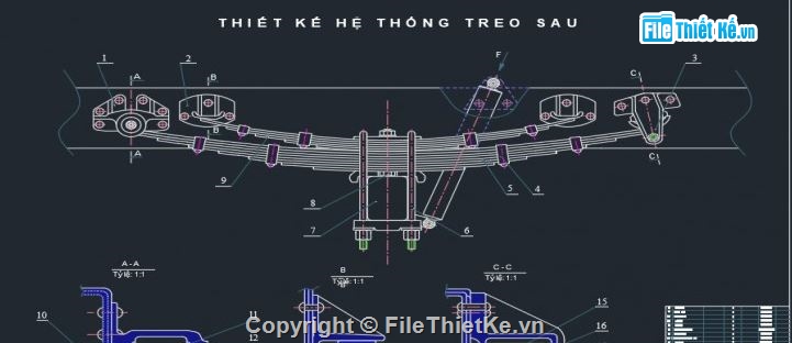 hệ thống treo xe tải,hệ thống treo xe tải huyndai,hệ thống treo xe tải file cad